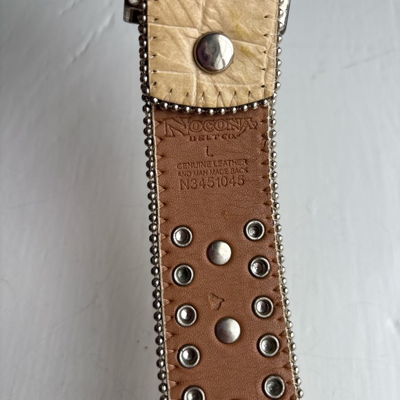 Nocona Belt Co Womens Cream Croc Studded Rhinestone Western Belt Large N3451045 - Picture 4 of 7